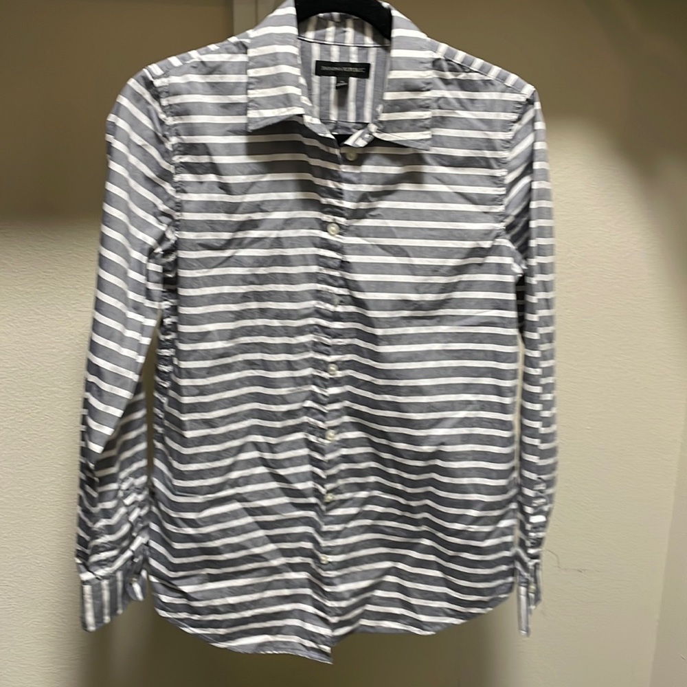 banana republic classic striped cotton shirt